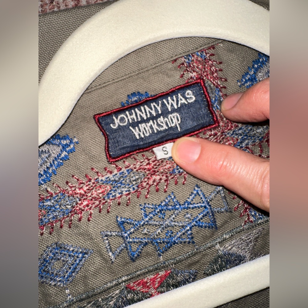 Johnny Was green khaki embroidered floral denim jean jacket roses size small - Picture 4 of 10